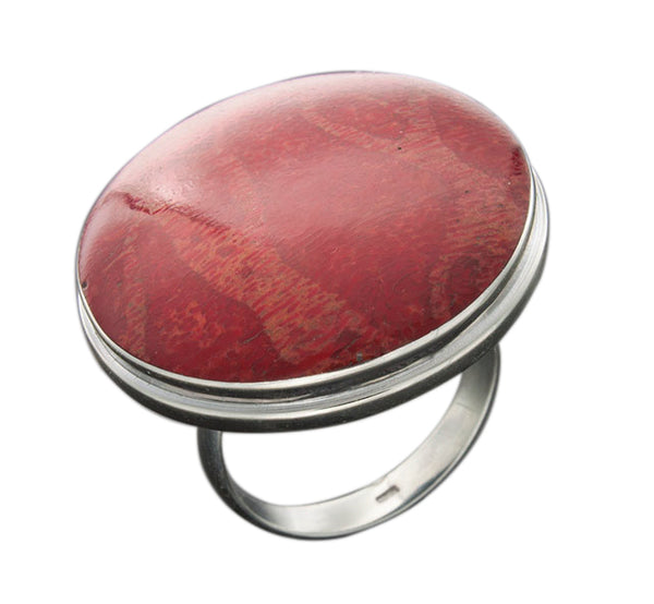 Red Coral Round Ring