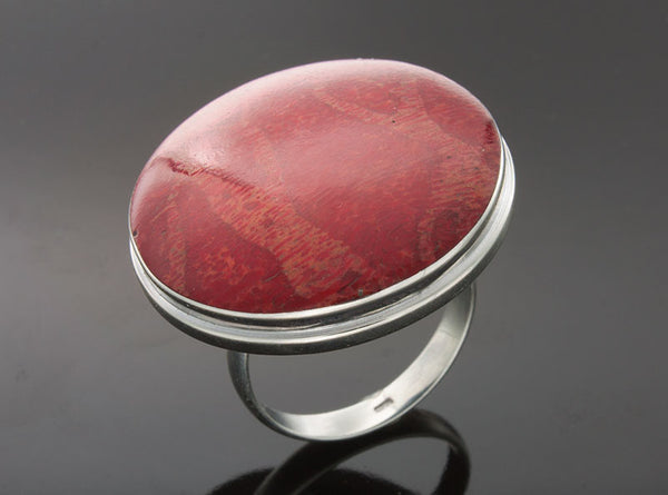 Red Coral Round Ring