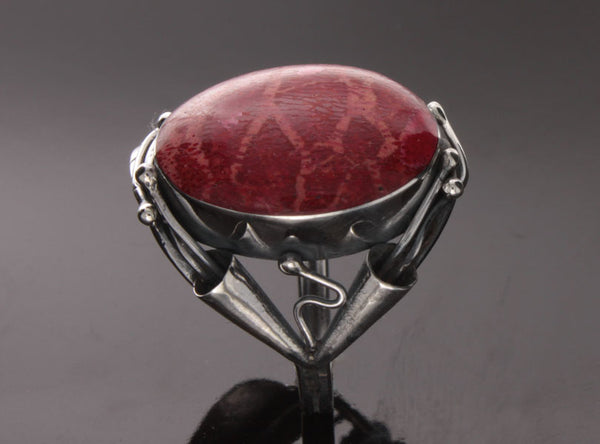 Red Coral Ornate Ring.