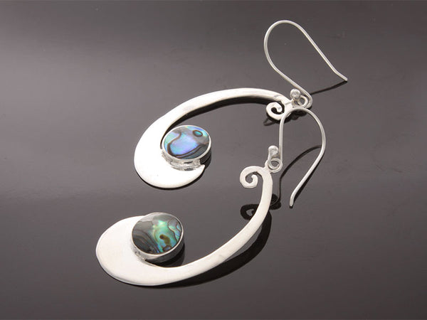 .925 Sterling silver - Curved abalone drop earrings