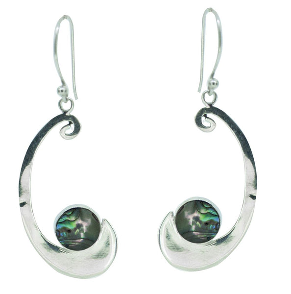 .925 Sterling silver - Curved abalone drop earrings
