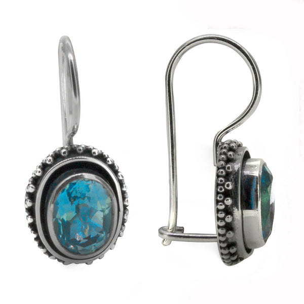 Blue Topaz Swinging Drop Earrings