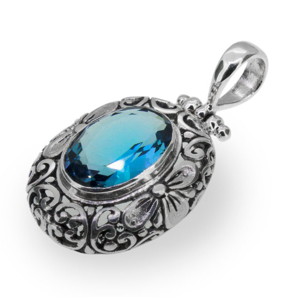 Blue Sapphire Hinged Faceted Pendant